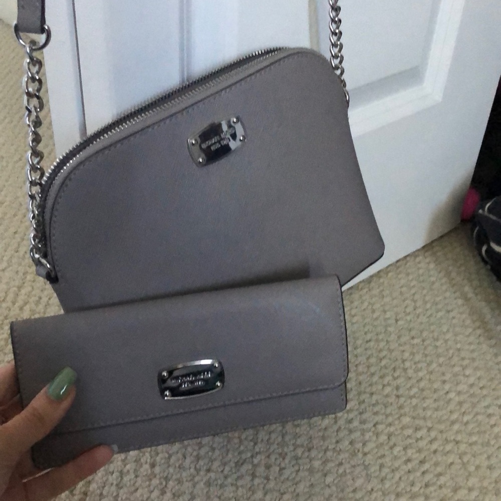 Michael Kors grey wallet and purse